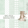 papel digital clássico xadrez monograma verde