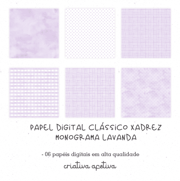 papel digital clássico xadrez monograma lavanda - Image 2