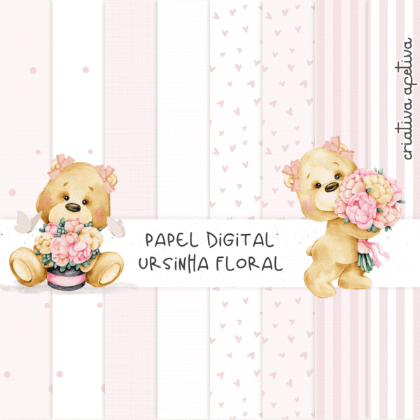 papel digital ursinha floral i e ii