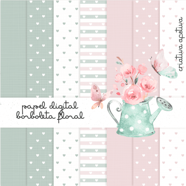 papel digital borboleta floral