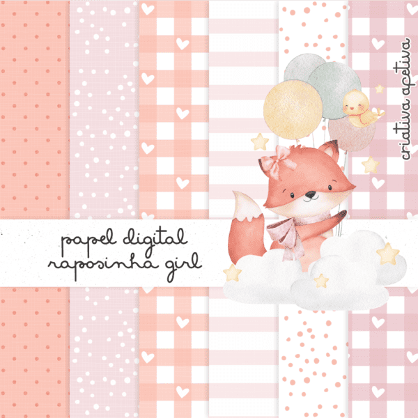 papel digital raposinha girl