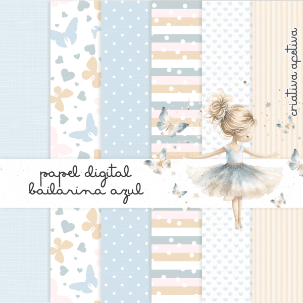 papel digital bailarina azul