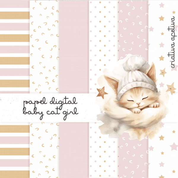 papel digital baby cat girl