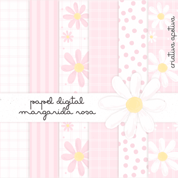 papel digital margarida rosa