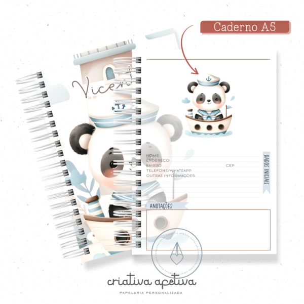 caderno  panda marinheiro