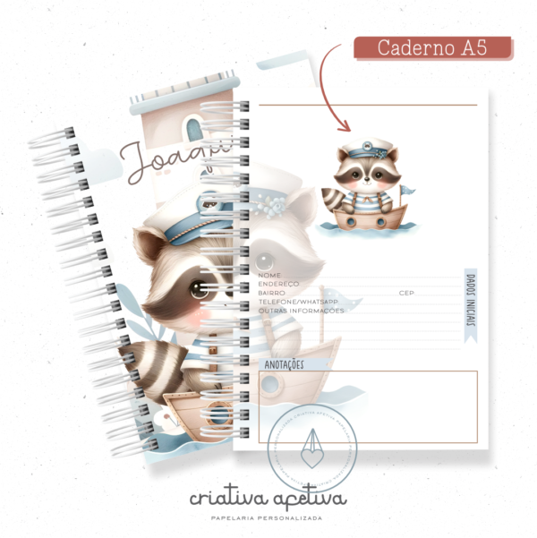 caderno guaxinim marinheiro