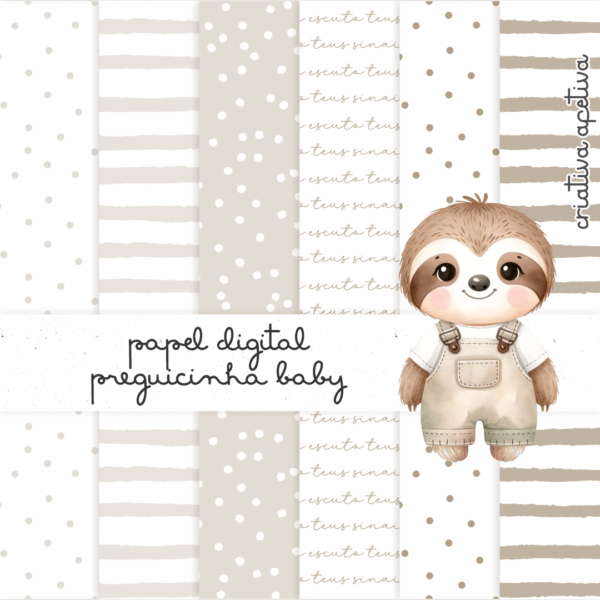 papel digital preguicinha baby