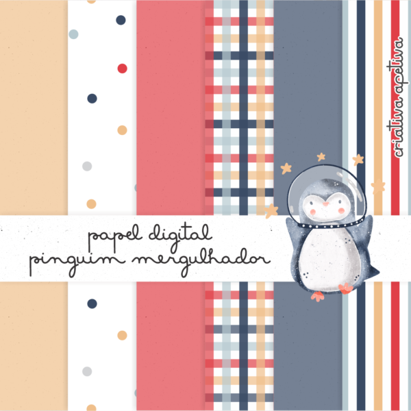 papel digital pinguim mergulhador