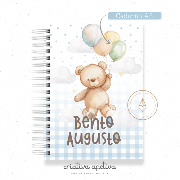 caderno urso balão