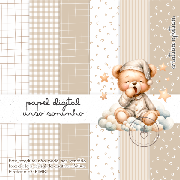 papel digital urso soninho