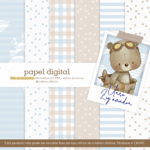 papel digital urso zig aviador