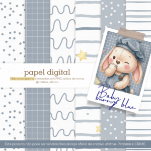 papel digital baby bunny blue