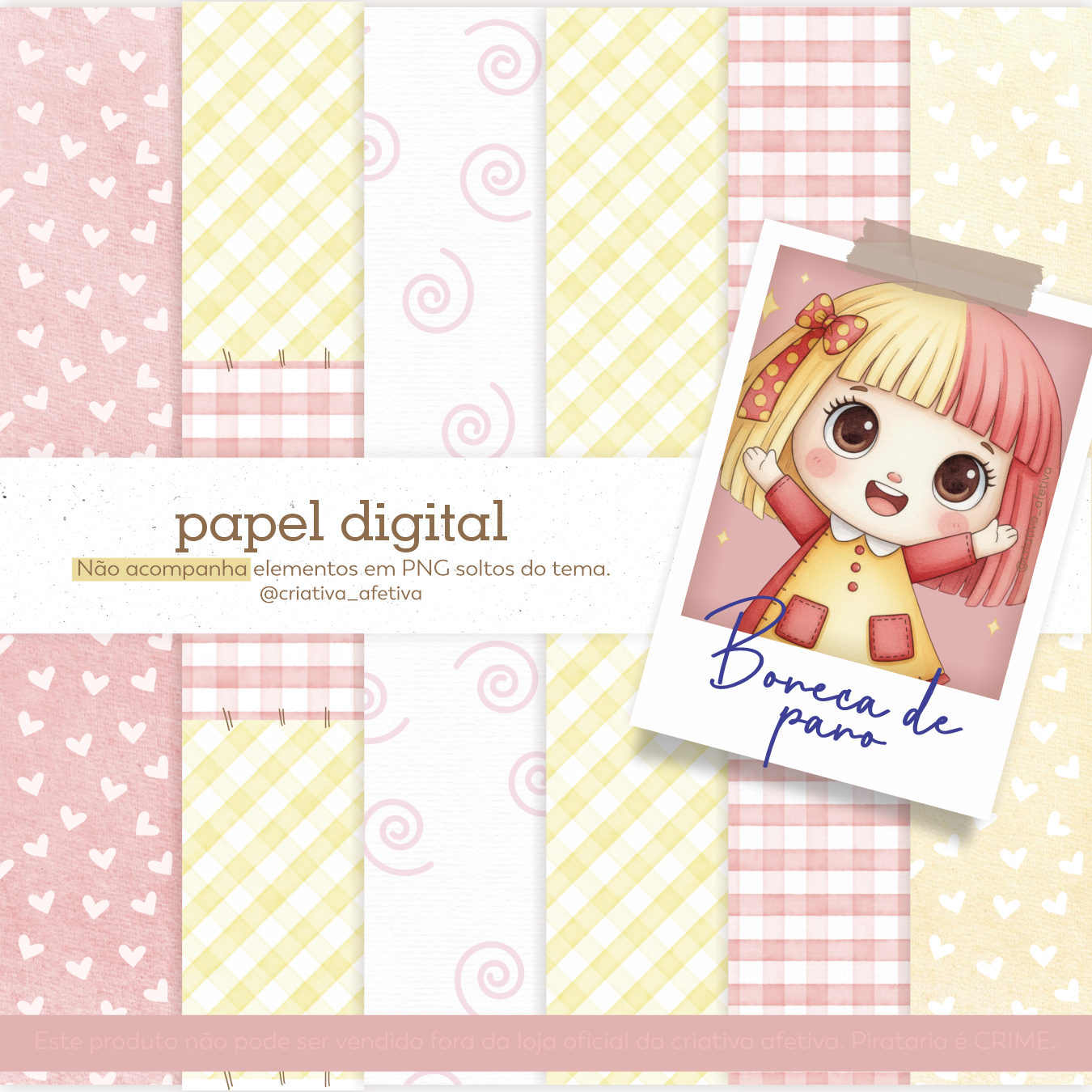 papel digital boneca de pano