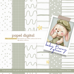 papel digital baby bunny green