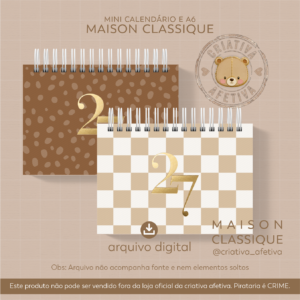 calendário A6 e mini calendário - maison classique 2027
