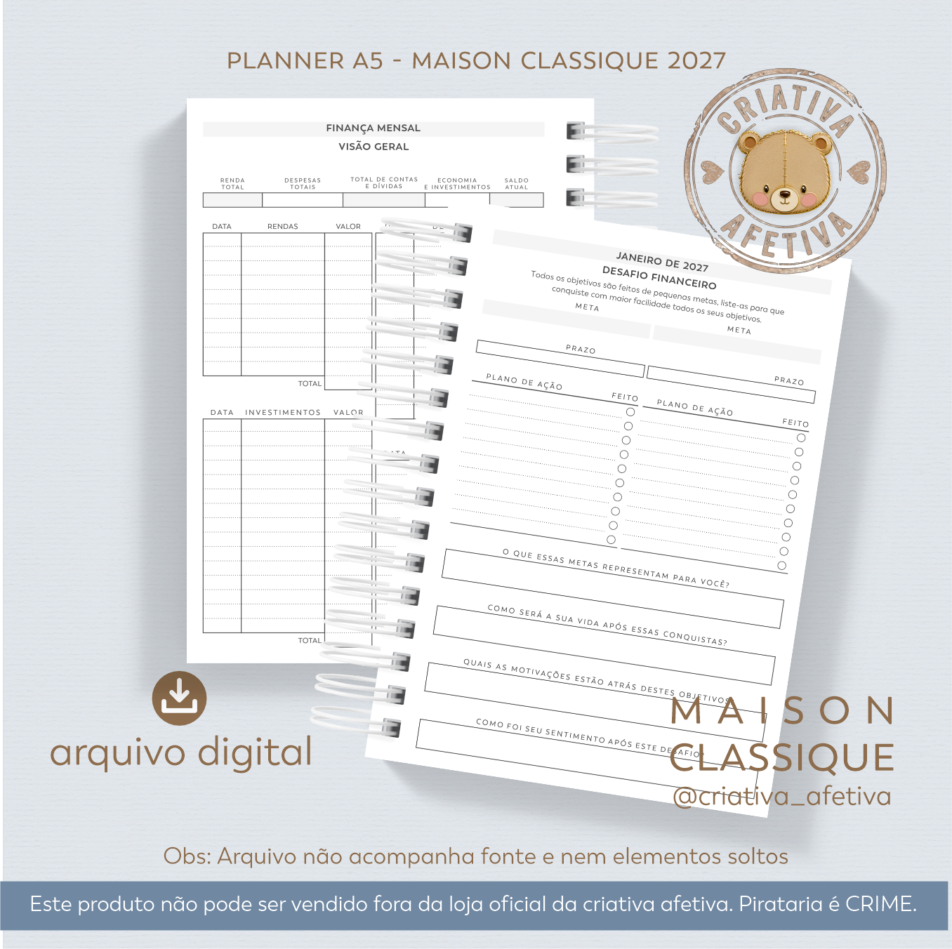 planner A5 - maison classique 2027 - Imagem 8