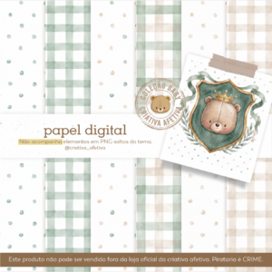 papel digital príncipe/rei theodoro - verde e bege